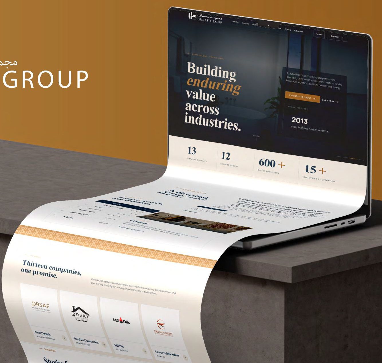 DRSAF Group website shown on a laptop